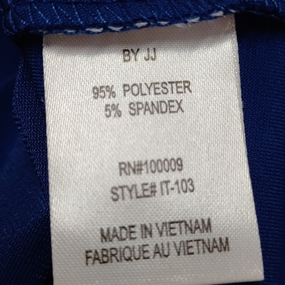 By JJ Blouse Women's Blue Flare Sleeve 1/4 Zipper Stretch Blouse Size XL - Picture 10 of 10